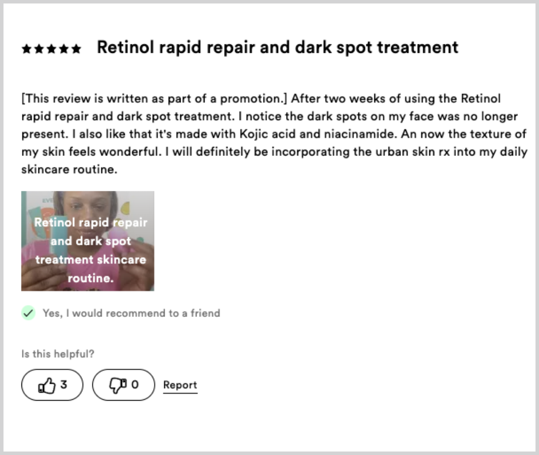 Sample user generated content