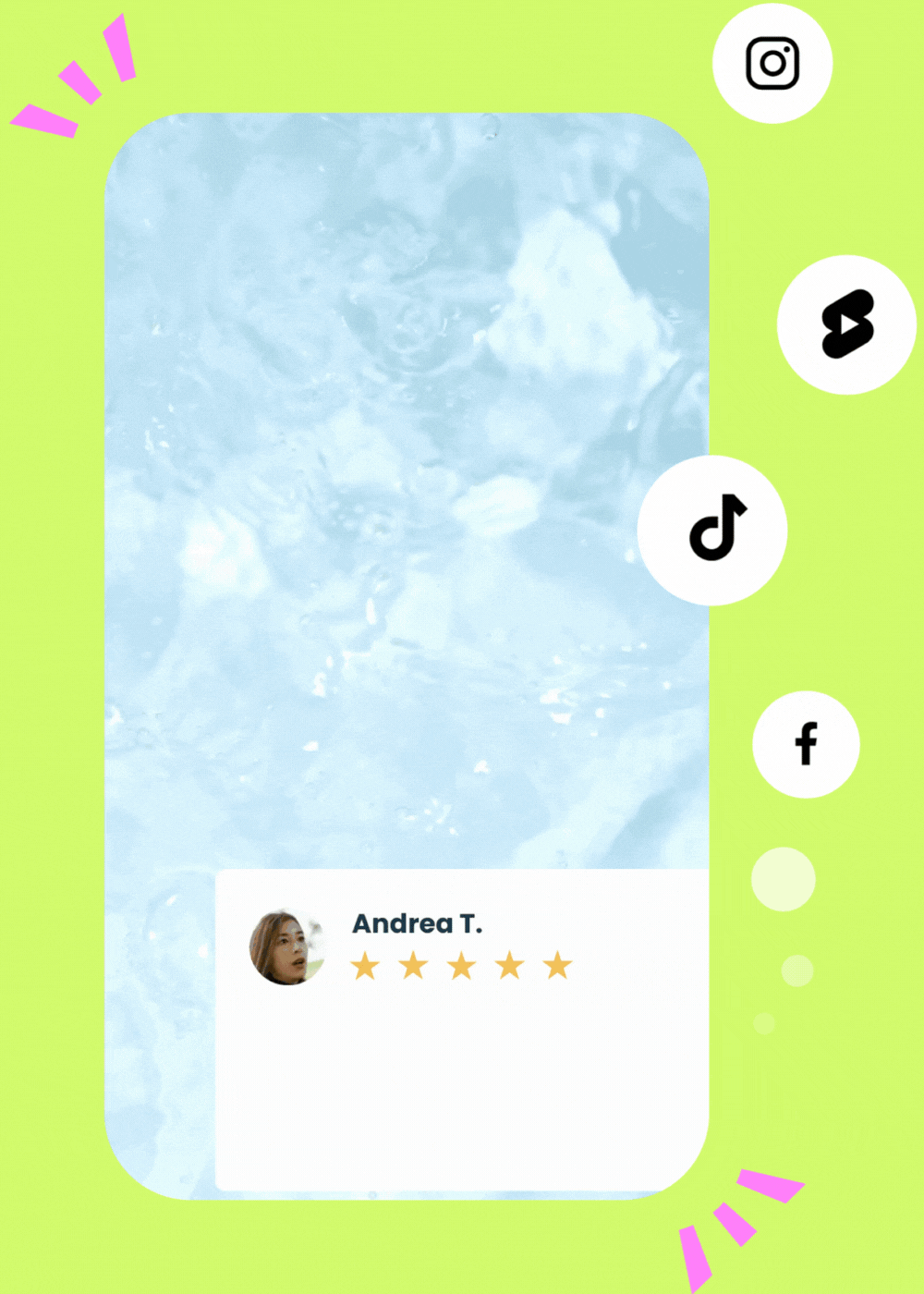 Gif of a phone screen where woman applying makeup with text review overlay